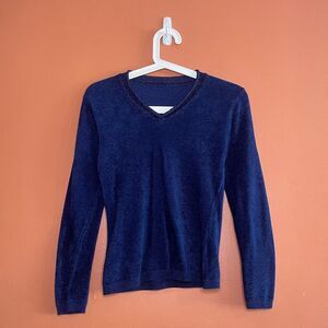 NEW Vintage V Neck Long Sleeve Sweater in Sapphire Womens Size XS